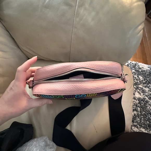 GUCCI GG Supreme Monogram Psychedelic Shoulder Bag Black Multicolor Sugar Pink - Picture 13 of 16